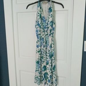 Loft blue and green floral dress